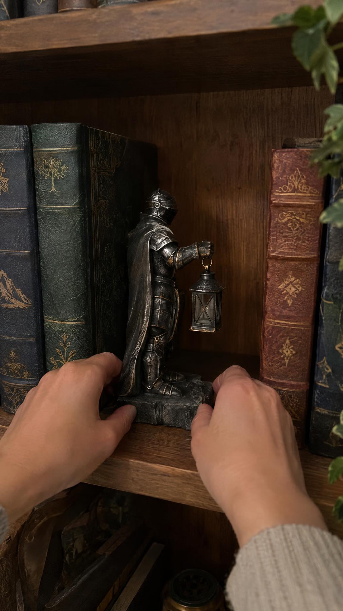 A knight bookend: the first frame