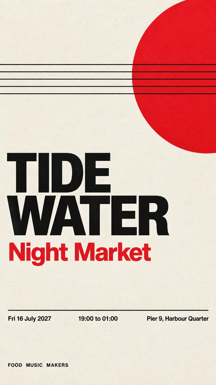 A Swiss-style poster for the Tidewater Night Market