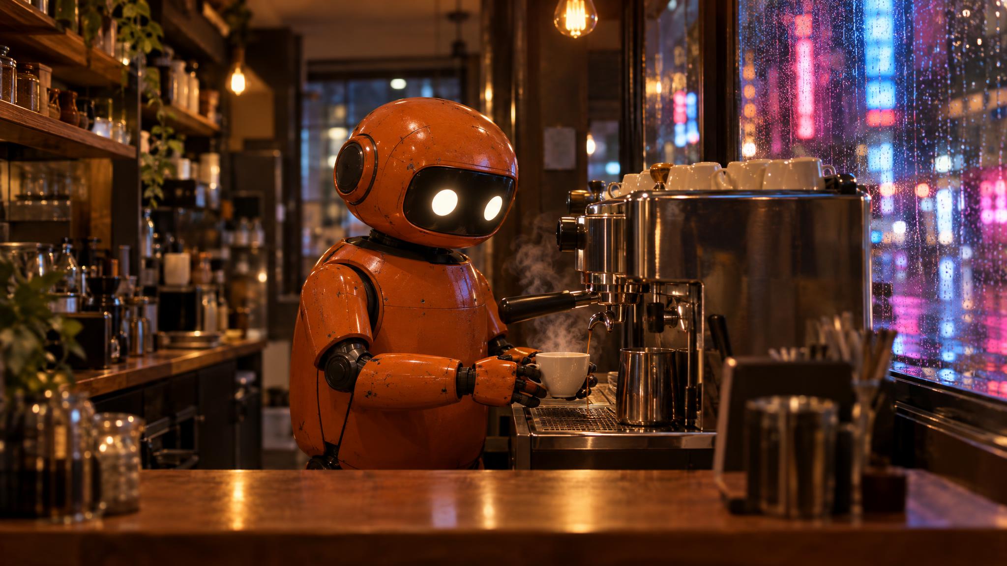 At the espresso machine